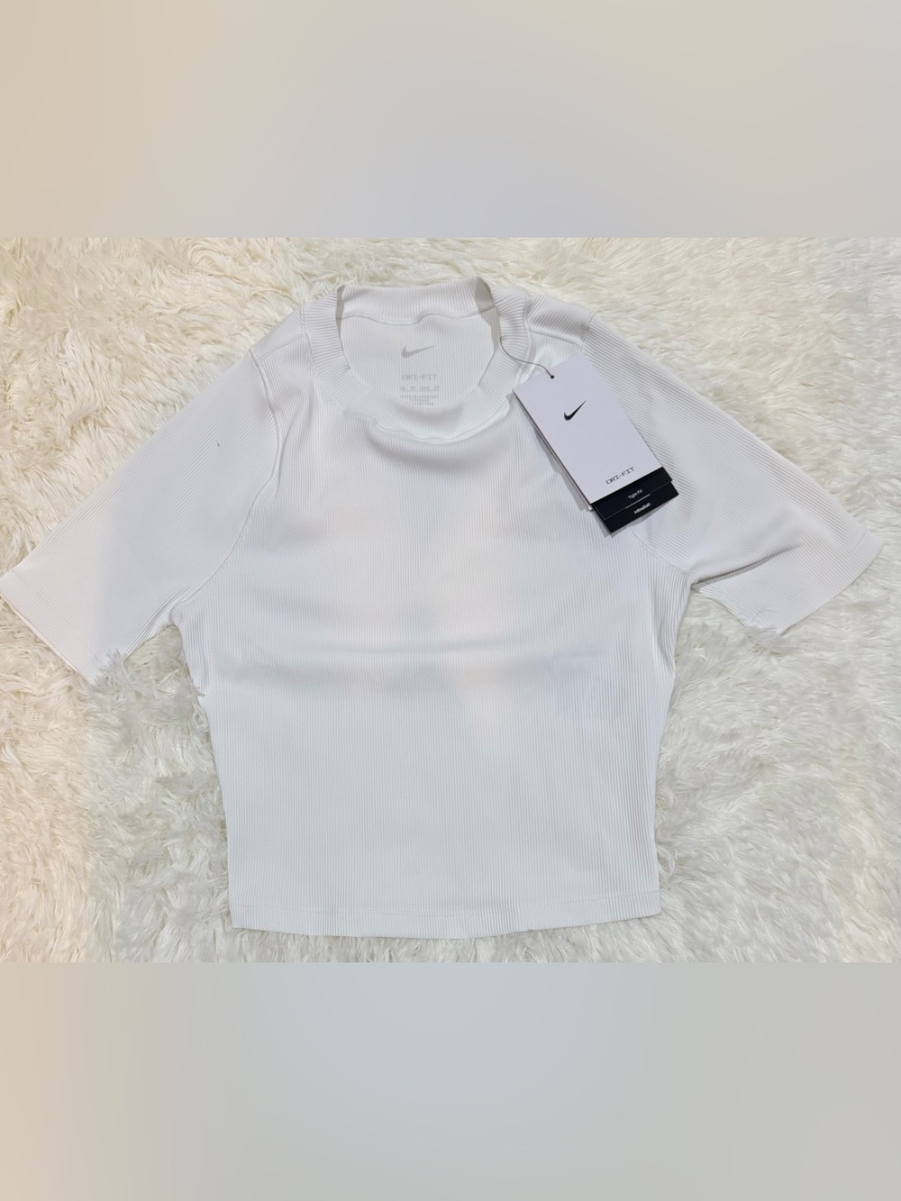 NEW! Women’s Nike Zenvy Rib Dri-FIT Cropped Training Short-Sleeve Top - Size XS - Picture 9 of 9